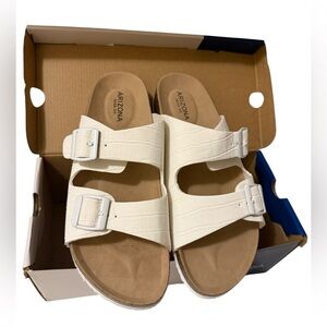 Arizona Jean Company White Sandals with Adjustable Straps